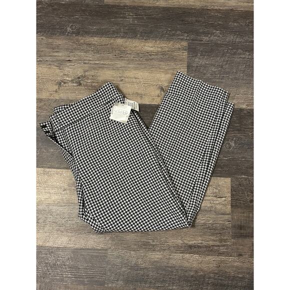 Kasper Pants - Kasper Women's Black White Houndstooth Mid Rise Straight Leg Pants Size 16
